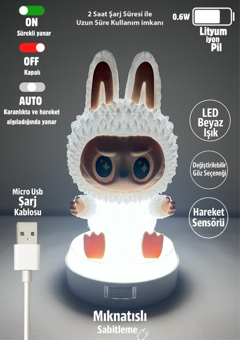 Labubu Gece Lambası | Dekoratif Işık & Masa Aksesuarı