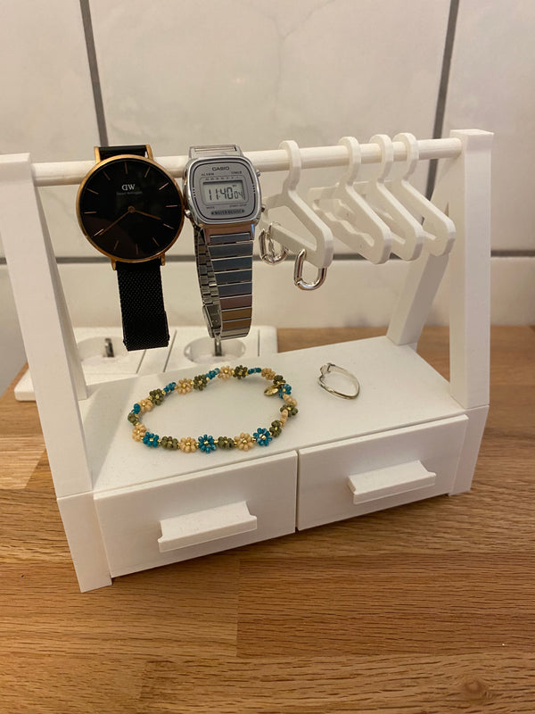 ZarifÇekmece – Çok Amaçlı Askılı & Çekmeceli Takı Standı (Küpe, Yüzük, Kolye)