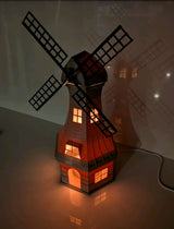 Yel Değirmeni LED Lamba & Mumluk Seti – 3D Baskı Dekoratif Aydınlatma