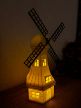 Yel Değirmeni LED Lamba & Mumluk Seti – 3D Baskı Dekoratif Aydınlatma