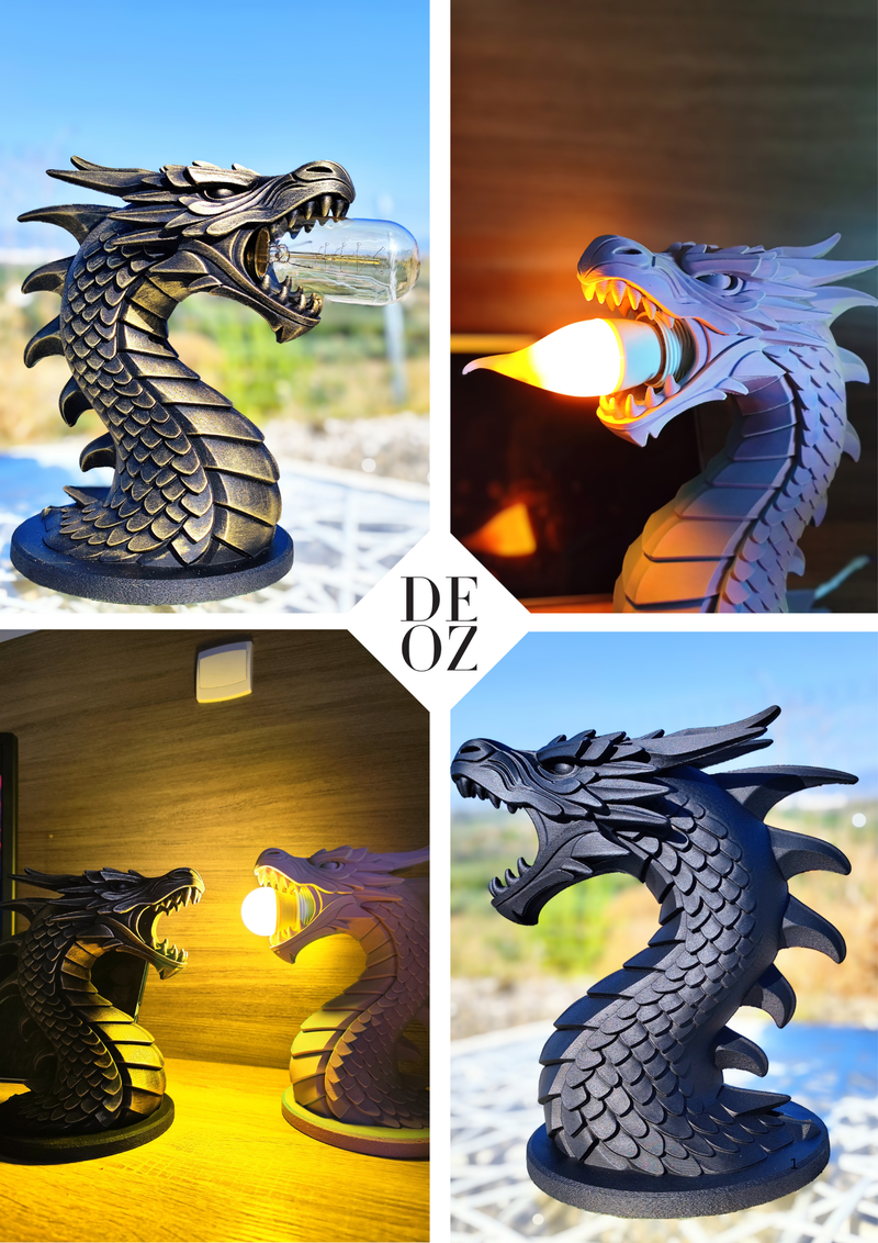 Ejderha Nefesi Dekoratif Gece Lambası – Ejderha Alev Heykeli | 3D Özel Tasarım