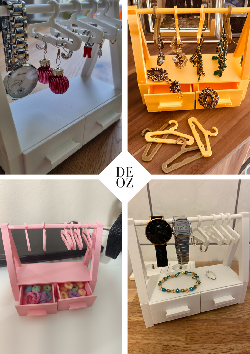 ZarifÇekmece – Çok Amaçlı Askılı & Çekmeceli Takı Standı (Küpe, Yüzük, Kolye)